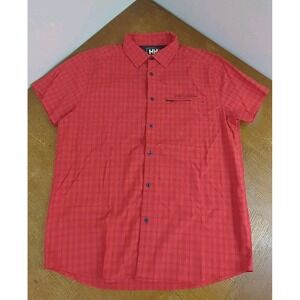 Helly Hansen Red Plaid Short Sleeve Button Up Shirt Men's Size XL Outdoor Hiking
